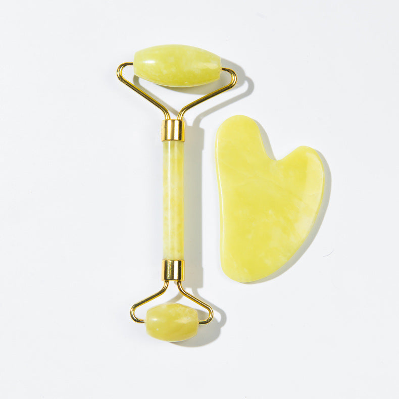 Jade Facial Roller and Gua Sha Massage Set