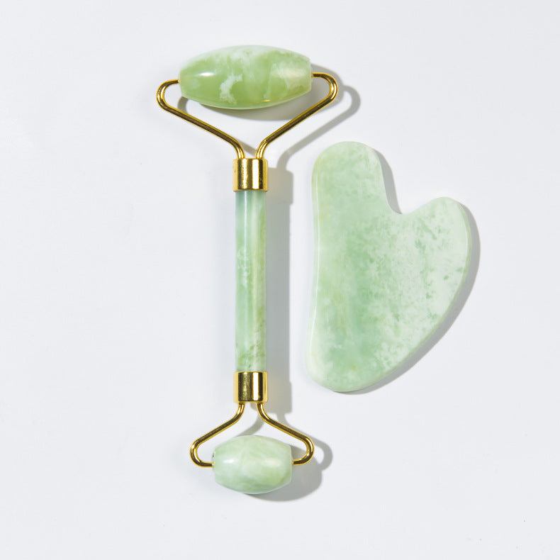 Jade Facial Roller and Gua Sha Massage Set